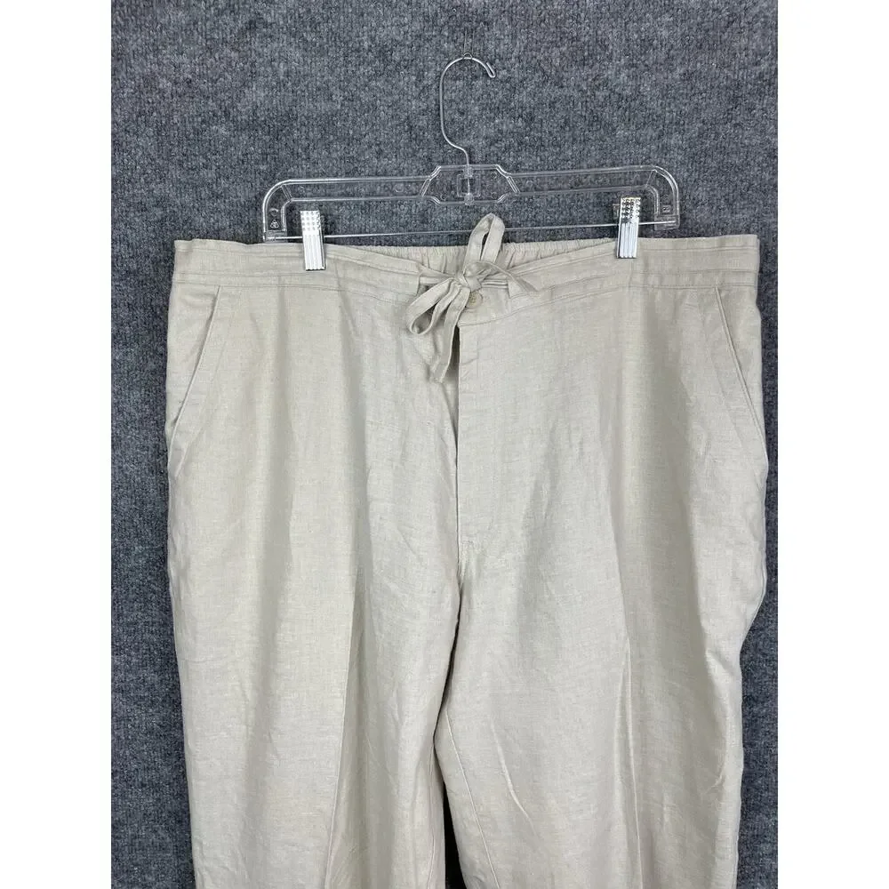 Men's Havanera Classic-Fit Linen-Blend Drawstring Pants in Stone/Natural, XL/TG‎